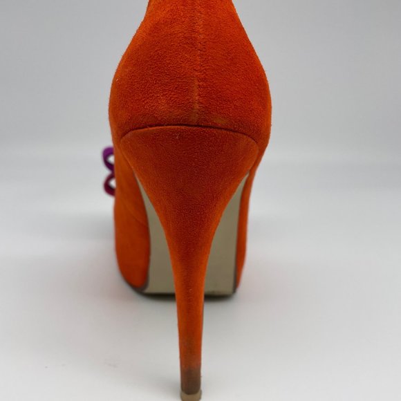 Jeffrey Campbell "Garrett" Women Orange Purple Bow Heels US Size 6 - Picture 9 of 13